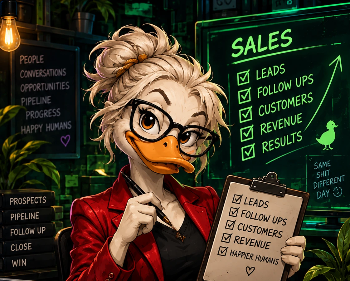 Illustrated Strange Duck portrait representing Karen in the Sales team